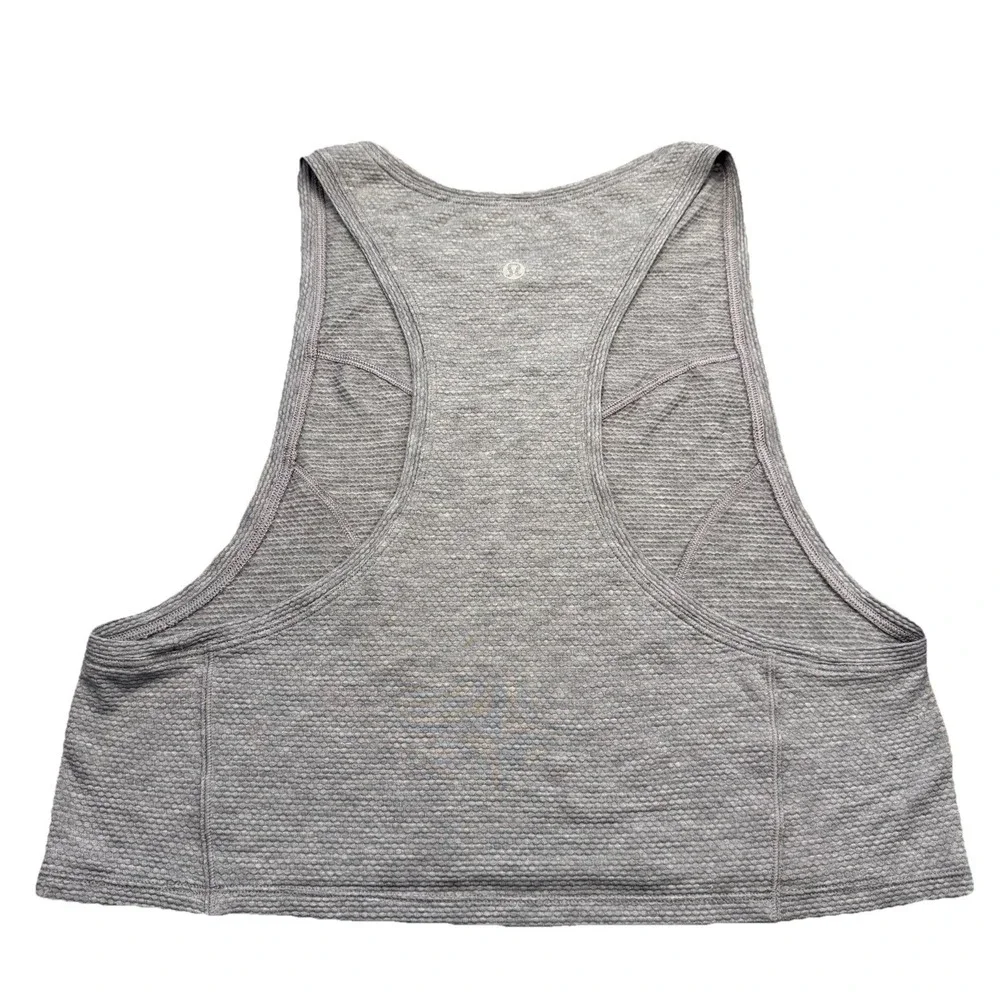 Lululemon Woman's Racerback Swiftly Tech Textures Sports Bra Gray Top Size L